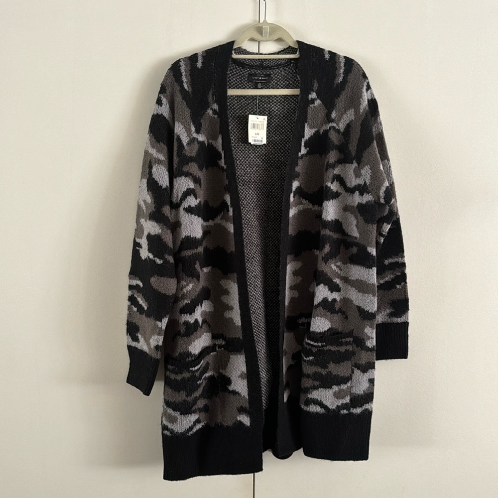 Lucky brand, camo long cardigan
